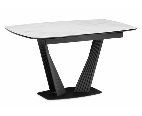 Стол стеклянный Вейл 140(180)х80 кристл статуарио / черный | Интернет магазин мебели и декора LifeDekor