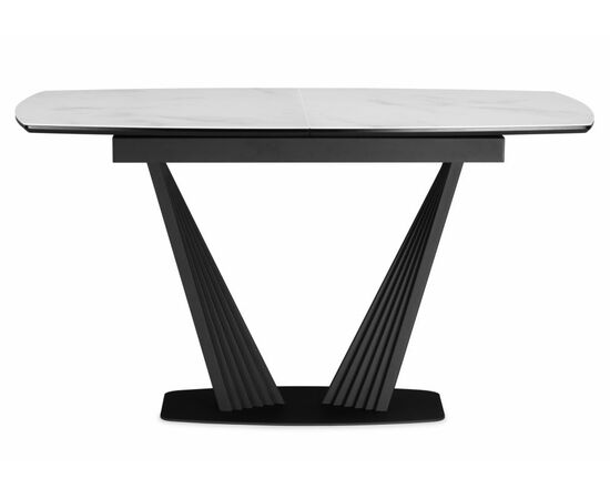 Стол стеклянный Вейл 140(180)х80 кристл статуарио / черный, изображение 2 | Интернет магазин мебели и декора LifeDekor