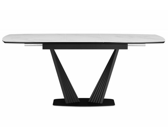 Стол стеклянный Вейл 140(180)х80 кристл статуарио / черный, изображение 3 | Интернет магазин мебели и декора LifeDekor