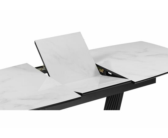 Стол стеклянный Вейл 140(180)х80 кристл статуарио / черный, изображение 5 | Интернет магазин мебели и декора LifeDekor