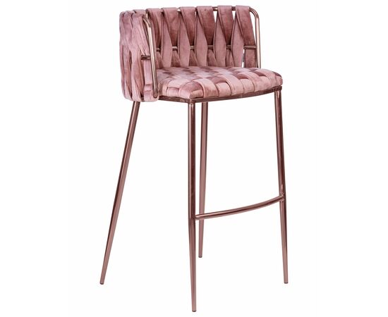 Стул барный DOBRIN EMMA ROSE GOLD, розовый велюр (VF-10), изображение 2 | Интернет магазин мебели и декора LifeDekor