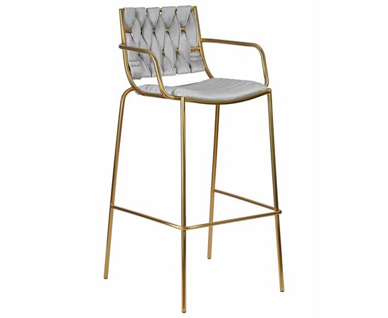 Стул барный DOBRIN MILLER GOLD, светло-серый велюр (135-37), Вариант: светло-серый велюр (135-37) | Интернет магазин мебели и декора LifeDekor
