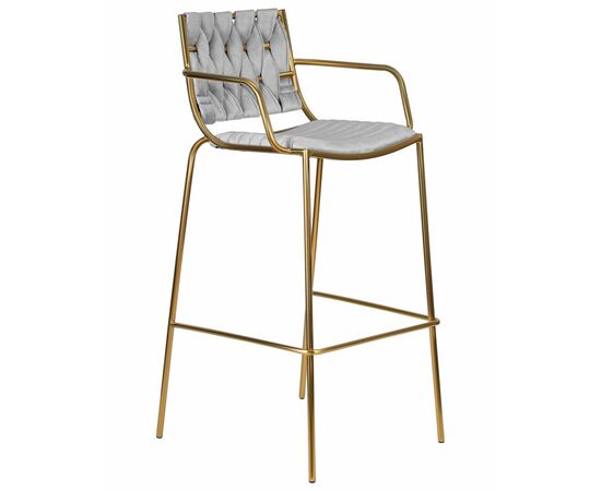 Стул барный DOBRIN MILLER GOLD, светло-серый велюр (135-37), Вариант: светло-серый велюр (135-37), изображение 2 | Интернет магазин мебели и декора LifeDekor