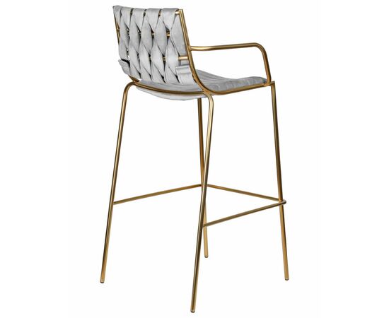 Стул барный DOBRIN MILLER GOLD, светло-серый велюр (135-37), Вариант: светло-серый велюр (135-37), изображение 4 | Интернет магазин мебели и декора LifeDekor