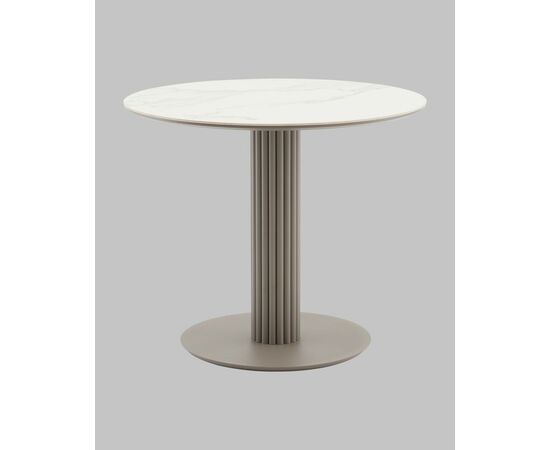 Стол круглый Терралино D90 верх керамика белый матовый, основание металл латте, изображение 2 | Интернет магазин мебели и декора LifeDekor