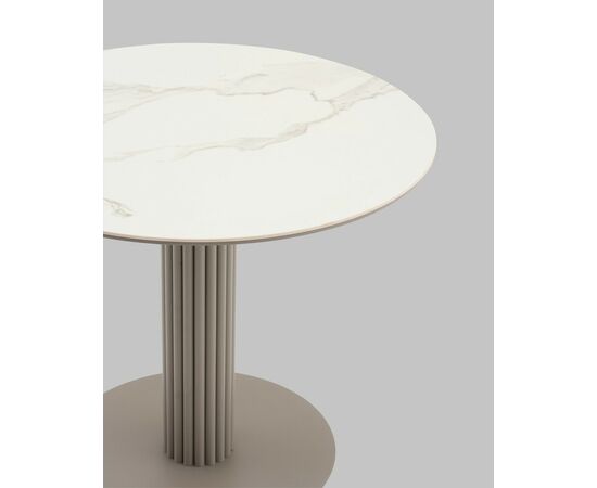 Стол круглый Терралино D90 верх керамика белый матовый, основание металл латте, изображение 4 | Интернет магазин мебели и декора LifeDekor