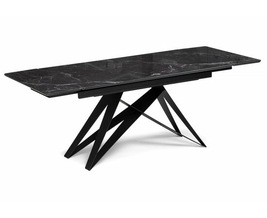 Стол стеклянный Блэкберн 140(200)х80 черный мрамор / черная пленка / черный | Интернет магазин мебели и декора LifeDekor