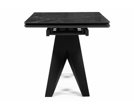 Стол стеклянный Блэкберн 140(200)х80 черный мрамор / черная пленка / черный, изображение 2 | Интернет магазин мебели и декора LifeDekor