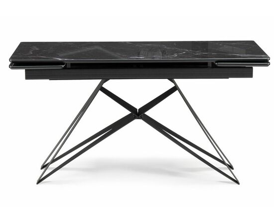 Стол стеклянный Блэкберн 140(200)х80 черный мрамор / черная пленка / черный, изображение 3 | Интернет магазин мебели и декора LifeDekor