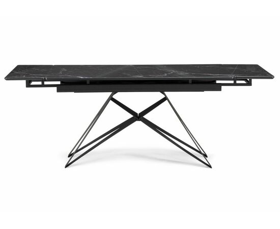 Стол стеклянный Блэкберн 140(200)х80 черный мрамор / черная пленка / черный, изображение 4 | Интернет магазин мебели и декора LifeDekor