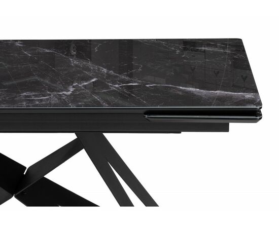 Стол стеклянный Блэкберн 140(200)х80 черный мрамор / черная пленка / черный, изображение 5 | Интернет магазин мебели и декора LifeDekor