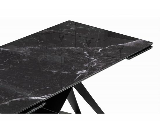 Стол стеклянный Блэкберн 140(200)х80 черный мрамор / черная пленка / черный, изображение 6 | Интернет магазин мебели и декора LifeDekor
