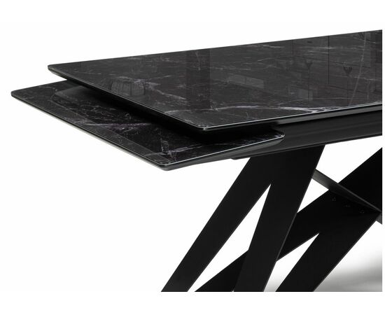 Стол стеклянный Блэкберн 140(200)х80 черный мрамор / черная пленка / черный, изображение 7 | Интернет магазин мебели и декора LifeDekor