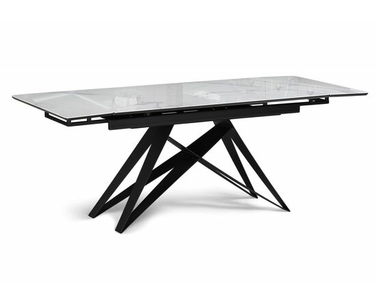 Стол стеклянный Блэкберн 140(200)х80 кристл белый мрамор / черный | Интернет магазин мебели и декора LifeDekor