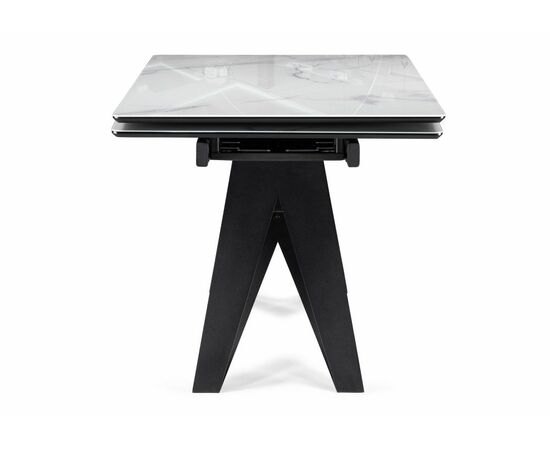 Стол стеклянный Блэкберн 140(200)х80 кристл белый мрамор / черный, изображение 2 | Интернет магазин мебели и декора LifeDekor