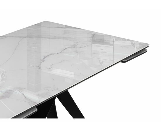 Стол стеклянный Блэкберн 140(200)х80 кристл белый мрамор / черный, изображение 6 | Интернет магазин мебели и декора LifeDekor