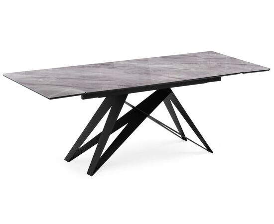 Стол стеклянный Блэкберн 140(200)х80 кристл серый мрамор / черный | Интернет магазин мебели и декора LifeDekor