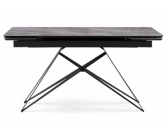 Стол стеклянный Блэкберн 140(200)х80 кристл серый мрамор / черный, изображение 2 | Интернет магазин мебели и декора LifeDekor