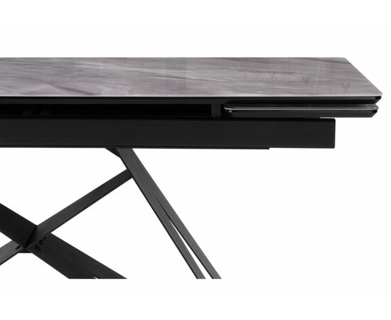 Стол стеклянный Блэкберн 140(200)х80 кристл серый мрамор / черный, изображение 5 | Интернет магазин мебели и декора LifeDekor