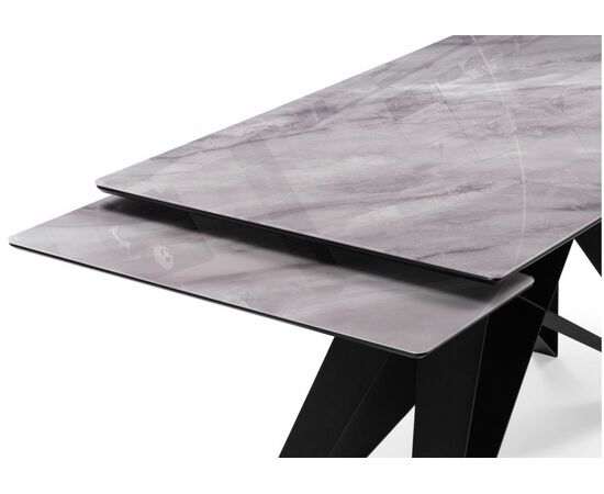 Стол стеклянный Блэкберн 140(200)х80 кристл серый мрамор / черный, изображение 7 | Интернет магазин мебели и декора LifeDekor