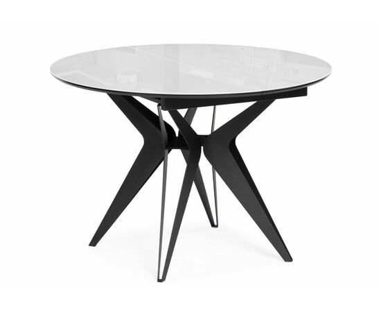 Стол стеклянный Рикла 120(160) белый / пленка черная шагрень / черный | Интернет магазин мебели и декора LifeDekor