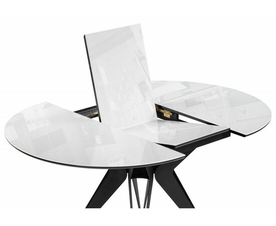 Стол стеклянный Рикла 120(160) белый / пленка черная шагрень / черный, изображение 4 | Интернет магазин мебели и декора LifeDekor