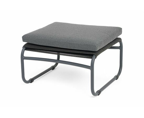 "Ането" пуф плетеный из роупа, каркас алюминий темно-серый (RAL7024) муар, роуп темно-серый круглый | Интернет магазин мебели и декора LifeDekor