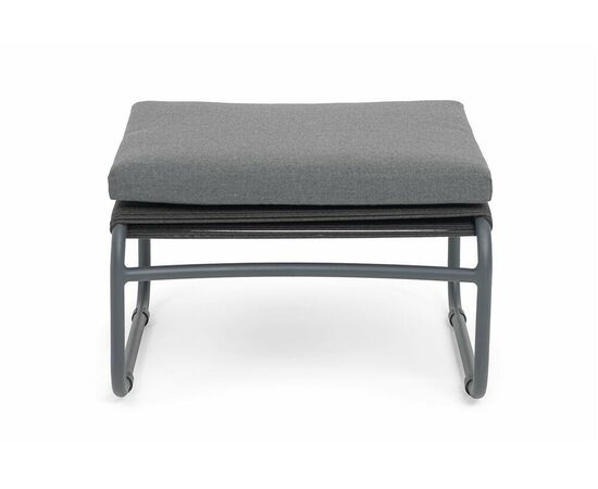 "Ането" пуф плетеный из роупа, каркас алюминий темно-серый (RAL7024) муар, роуп темно-серый круглый, изображение 2 | Интернет магазин мебели и декора LifeDekor