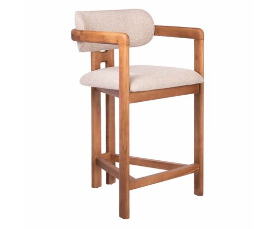 Стул полубарный Rich рогожка латте с ножками цвета орех | Интернет магазин мебели и декора LifeDekor