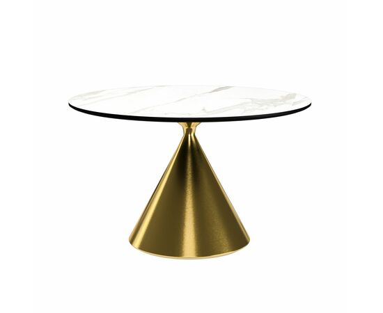 Стол круглый AXIS 120, керамика матовая, белая / опора золото | Интернет магазин мебели и декора LifeDekor