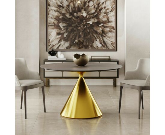 Стол круглый AXIS 140, шпон / опора золото, изображение 2 | Интернет магазин мебели и декора LifeDekor