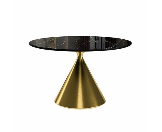 Стол круглый AXIS 120, керамика глянцевая, черная / опора золото | Интернет магазин мебели и декора LifeDekor