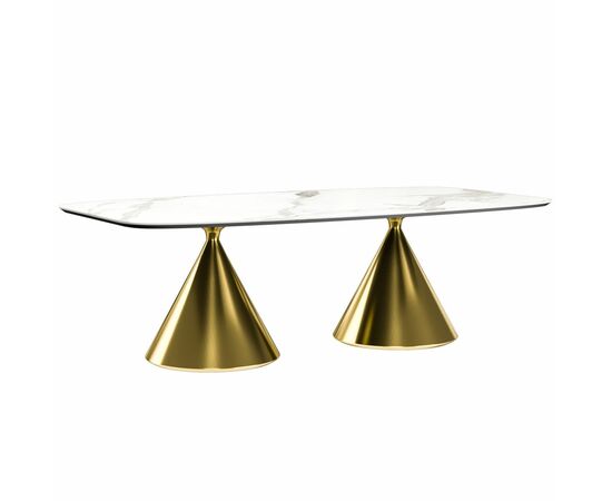 Стол овальный AXIS 230, керамика матовая, белая / опора золото | Интернет магазин мебели и декора LifeDekor