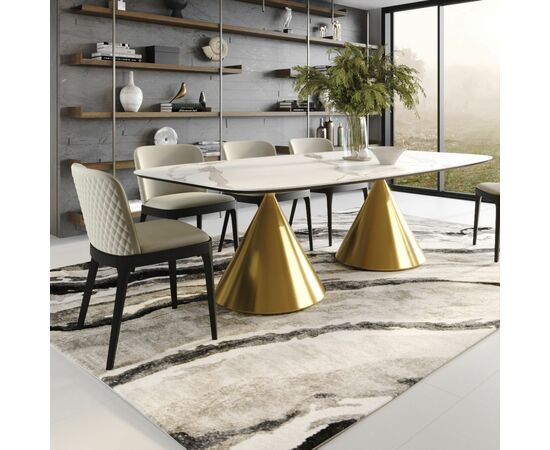 Стол овальный AXIS 230, керамика матовая, белая / опора золото, изображение 3 | Интернет магазин мебели и декора LifeDekor