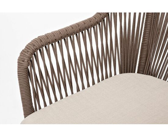 "Лион" стул плетеный из роупа, каркас из стали коричневый (RAL8016) муар, роуп коричневый круглый, ткань бежевая 15052, изображение 4 | Интернет магазин мебели и декора LifeDekor