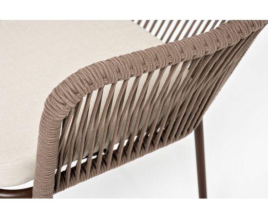 "Лион" стул плетеный из роупа, каркас из стали коричневый (RAL8016) муар, роуп коричневый круглый, ткань бежевая 15052, изображение 5 | Интернет магазин мебели и декора LifeDekor