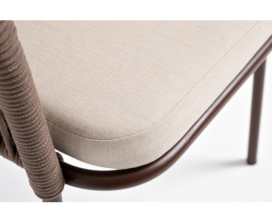 "Лион" стул плетеный из роупа, каркас из стали коричневый (RAL8016) муар, роуп коричневый круглый, ткань бежевая 15052, изображение 6 | Интернет магазин мебели и декора LifeDekor