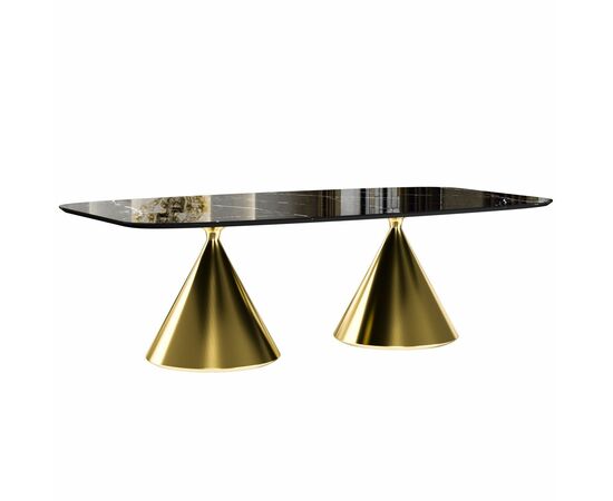 Стол овальный AXIS 230, керамика глянцевая, черная / опора золото | Интернет магазин мебели и декора LifeDekor