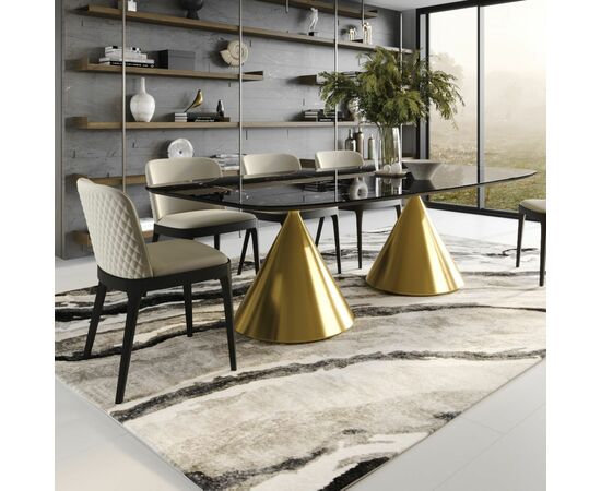 Стол овальный AXIS 200, керамика глянцевая, черная / опора золото, изображение 2 | Интернет магазин мебели и декора LifeDekor