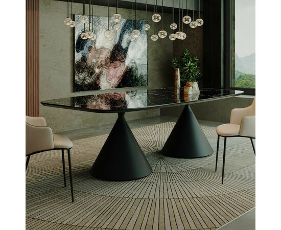 Стол овальный AXIS 200, керамика глянцевая, черная, изображение 3 | Интернет магазин мебели и декора LifeDekor