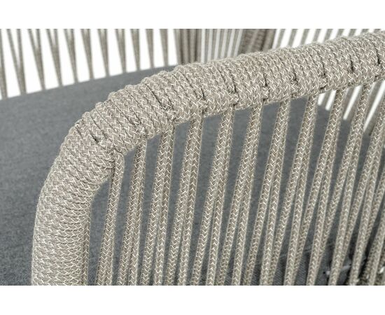 "Лион" стул плетеный из роупа, каркас из стали темно-серый (RAL7024) муар, роуп серый меланж круглый, ткань серая 017, изображение 5 | Интернет магазин мебели и декора LifeDekor