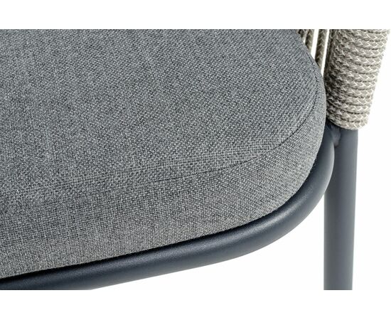 "Лион" стул плетеный из роупа, каркас из стали темно-серый (RAL7024) муар, роуп серый меланж круглый, ткань серая 017, изображение 6 | Интернет магазин мебели и декора LifeDekor