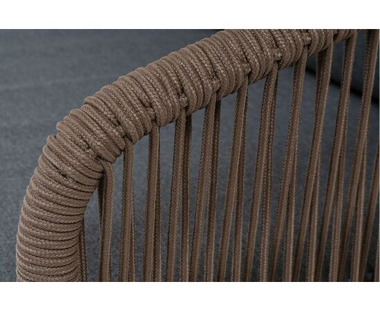 "Канны" диван 3-местный плетеный из роупа, основание дуб, роуп коричневый круглый, ткань темно-серая 027, изображение 5 | Интернет магазин мебели и декора LifeDekor