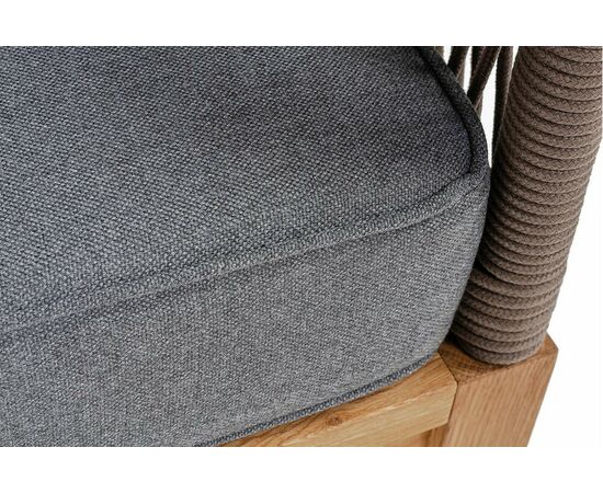 "Канны" диван 3-местный плетеный из роупа, основание дуб, роуп коричневый круглый, ткань темно-серая 027, изображение 6 | Интернет магазин мебели и декора LifeDekor