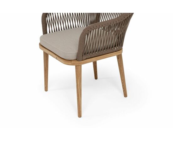 "Лион" стул плетеный из роупа, основание дуб, роуп коричневый круглый, ткань бежевая 15052, изображение 4 | Интернет магазин мебели и декора LifeDekor