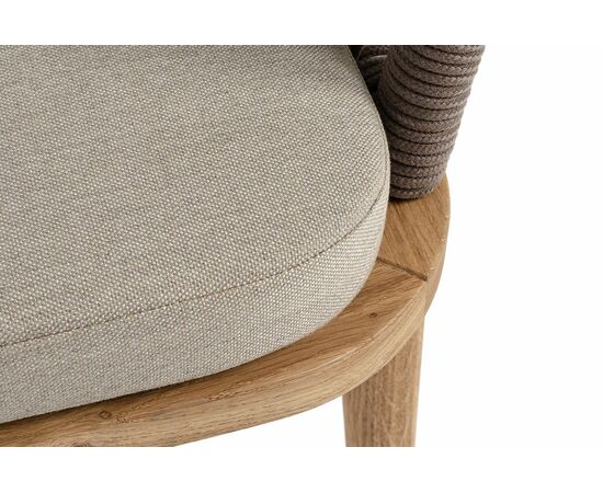 "Лион" стул плетеный из роупа, основание дуб, роуп коричневый круглый, ткань бежевая 15052, изображение 6 | Интернет магазин мебели и декора LifeDekor