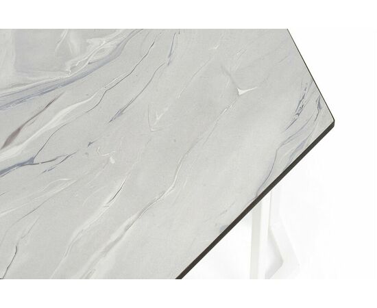 "Женева" интерьерный стол из HPL шестиугольный, D50, H35, цвет "мрамор пепел", каркас из стали белый муар, изображение 4 | Интернет магазин мебели и декора LifeDekor