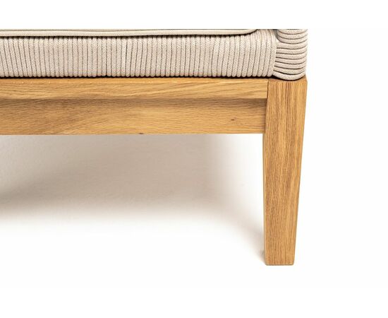 "Канны" кресло плетеное из роупа, основание дуб, роуп бежевый круглый, ткань бежевая 15052, изображение 4 | Интернет магазин мебели и декора LifeDekor