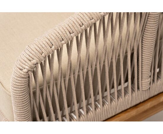 "Канны" кресло плетеное из роупа, основание дуб, роуп бежевый круглый, ткань бежевая 15052, изображение 5 | Интернет магазин мебели и декора LifeDekor