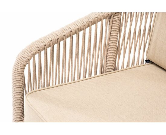 "Канны" кресло плетеное из роупа, основание дуб, роуп бежевый круглый, ткань бежевая 15052, изображение 6 | Интернет магазин мебели и декора LifeDekor
